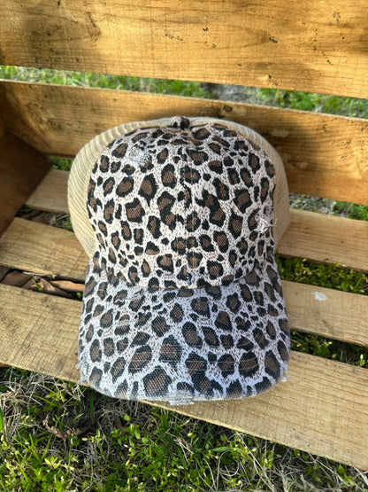 Leopard  Ponytail Cap
