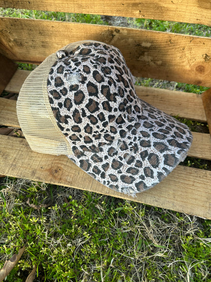 Leopard  Ponytail Cap