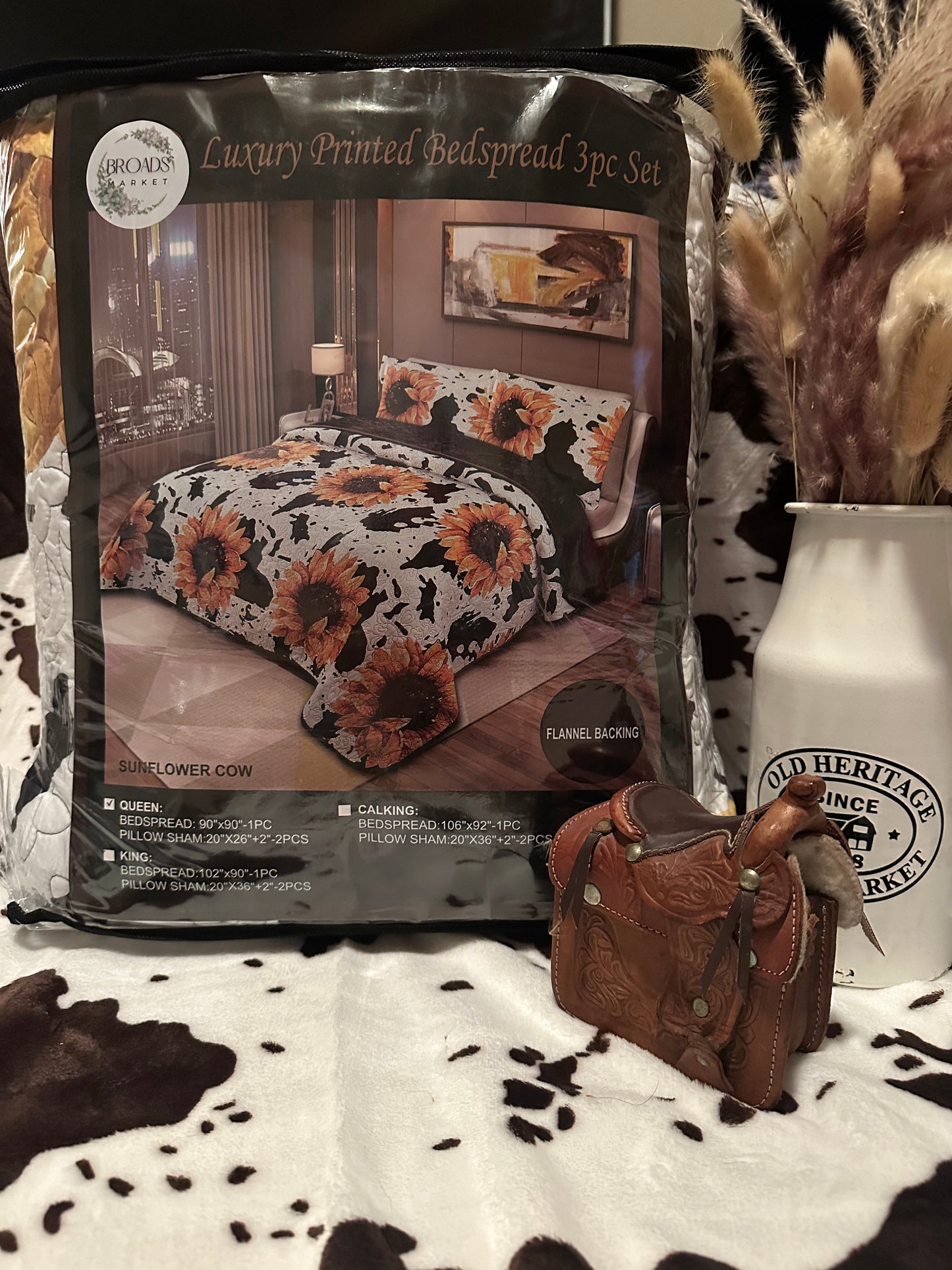 Sunflower Cow Queen Bedding Set