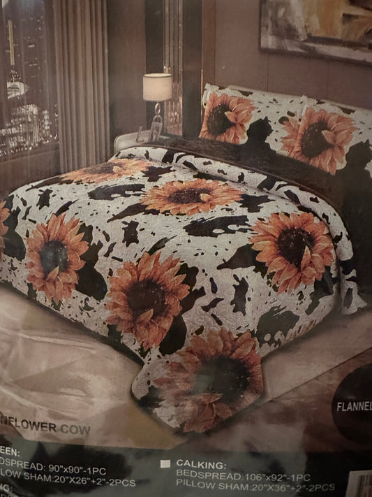 Sunflower Cow Queen Bedding Set