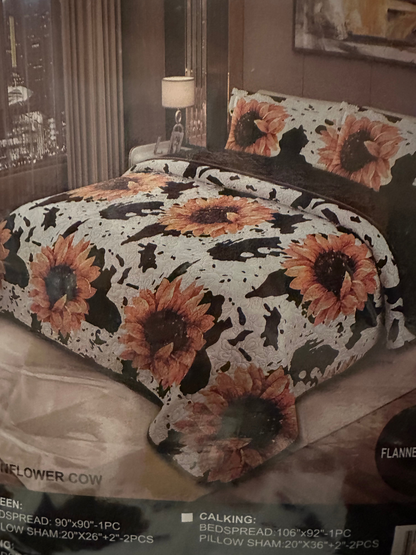 Sunflower Cow Queen Bedding Set