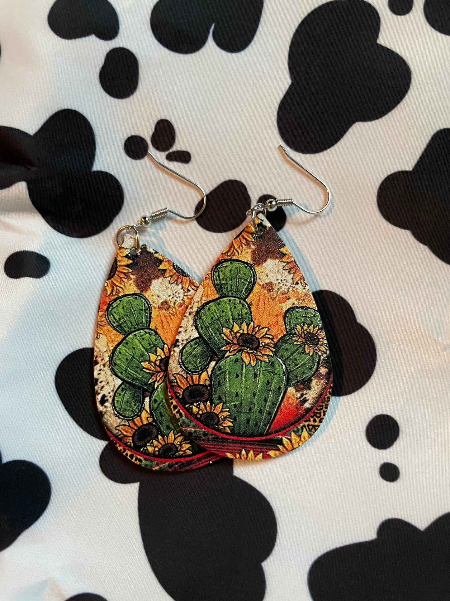 Vintage Cactus Teardrop Earrings